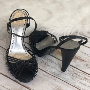 BCBGGirls Ankle Strap peep toe  leather Upper 7.5